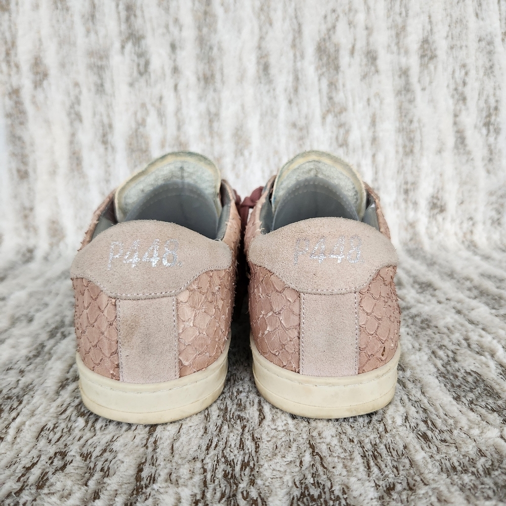 P448 "John" Snakeskin Pink Python Low Top Sneaker, Women's Size 8.5 - 9 - Picture 6 of 12